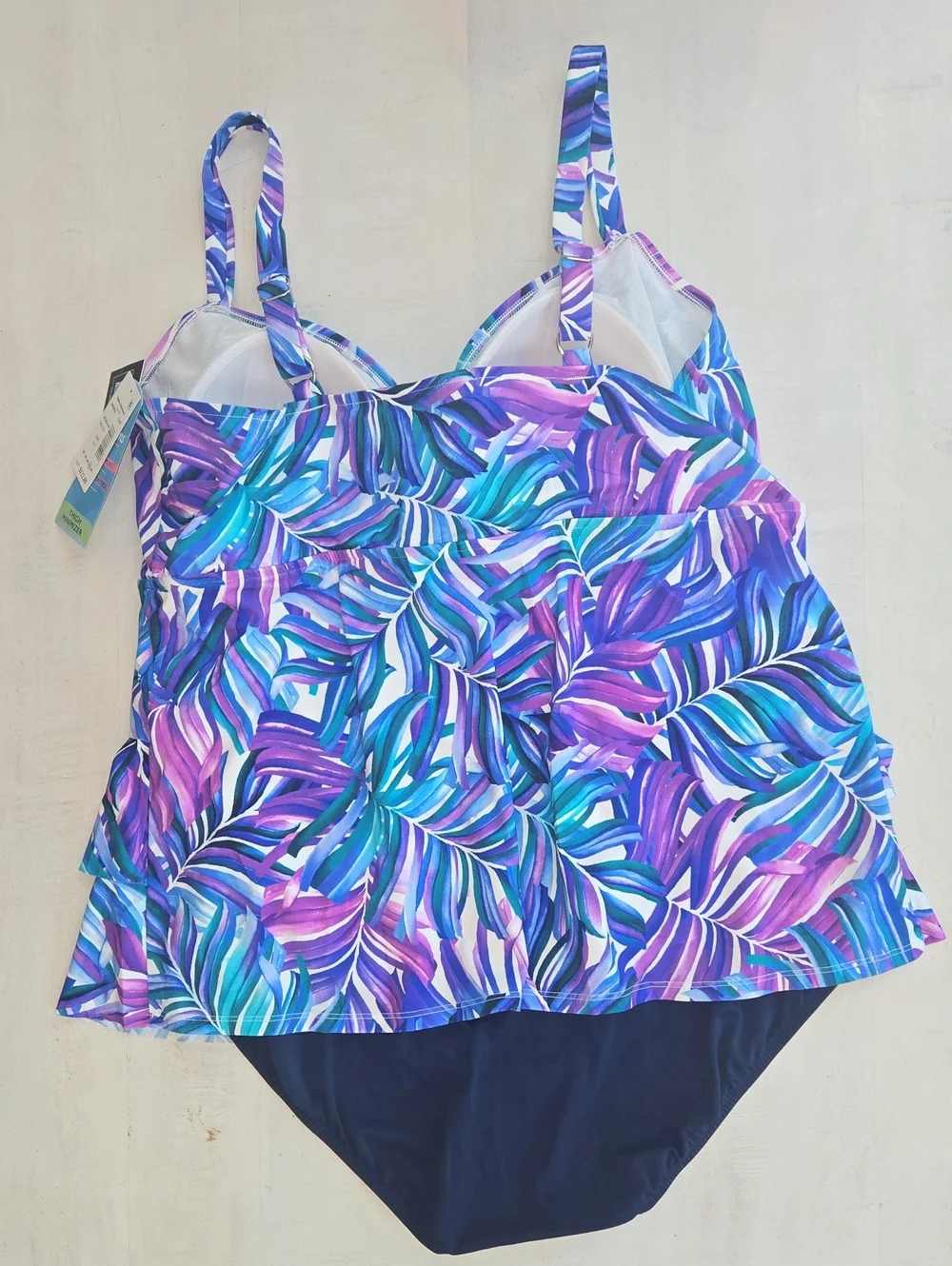 Swim Solutions Ruffle One-Piece Swimsuit Bust Support Tummy Control  NWT - Picture 3 of 7